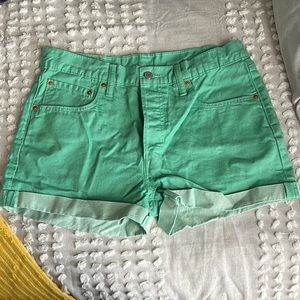 Levi’s 501s Teal Green Jean Shorts